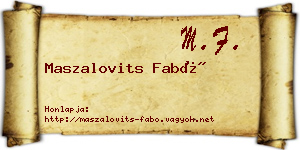 Maszalovits Fabó névjegykártya